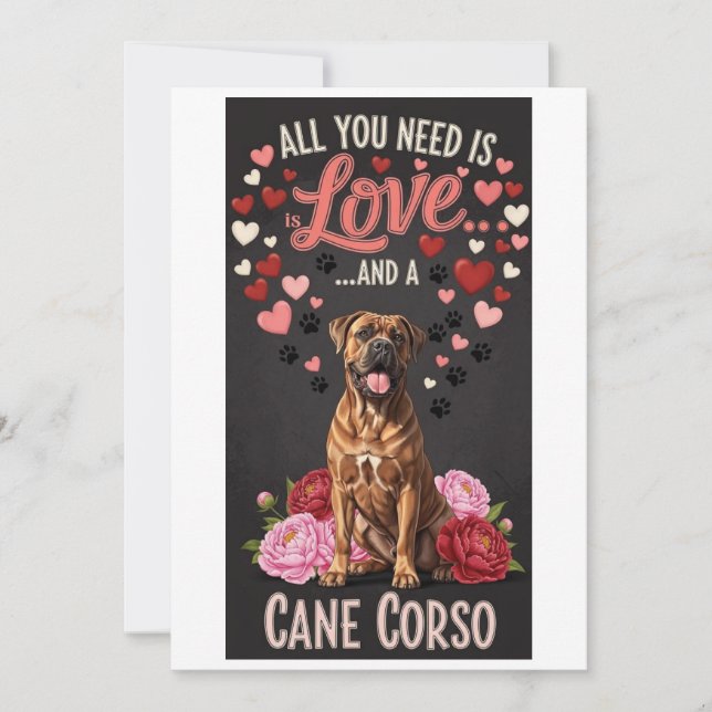 Valentine's Day cute cane corso dog Photo   Holiday Card (Front)