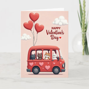 Valentines Day Cute Cats Bus Card
