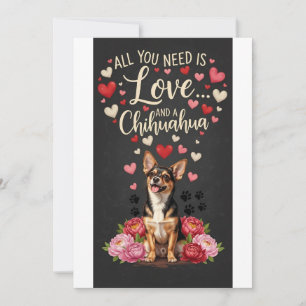 Valentine's Day Cute Chihuahua dog Photo cuddle Holiday Card