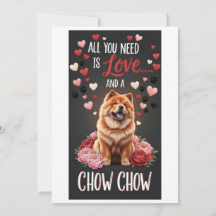Valentine's Day Cute chow chow dog Photo cuddle Holiday Card
