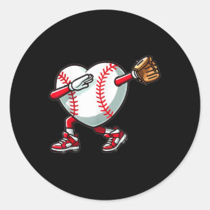 Valentines Day Cute Dabbing Heart Baseball Catcher Classic Round Sticker