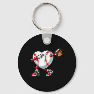 Valentines Day Cute Dabbing Heart Baseball Catcher Key Ring