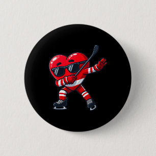 Valentines Day Cute Dabbing Heart Ice Hockey Funny 6 Cm Round Badge