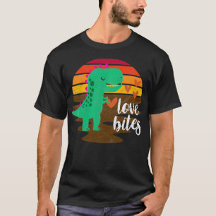 Valentines Day Cute Dinosaur T Re Love Bites Retro T-Shirt