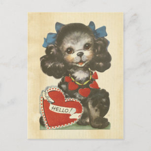 Valentine's Day Cute Dog Retro Animal Stained Kids Holiday Postcard