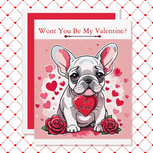 Valentine's Day Cute Frenchy Add Name To Friend Holiday Card