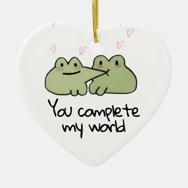 Valentine's Day Cute Frog Love Couple  Ceramic Tree Decoration (Front)