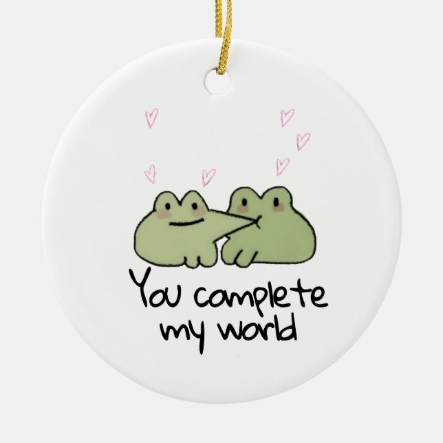 Valentine's Day Cute Frog Love Couple Ornament (Front)