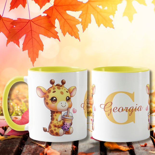 Valentines Day Cute Giraffe Love Boba Mug (Creator Uploaded)