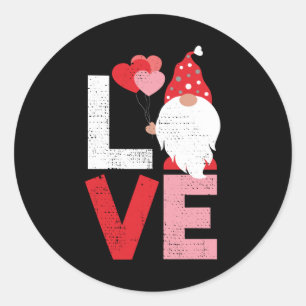 Valentines Day Cute Gnome Love Men Women Kids Gift Classic Round Sticker