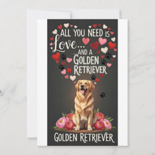 Valentine's Day Cute golden retriever Photo  Holiday Card