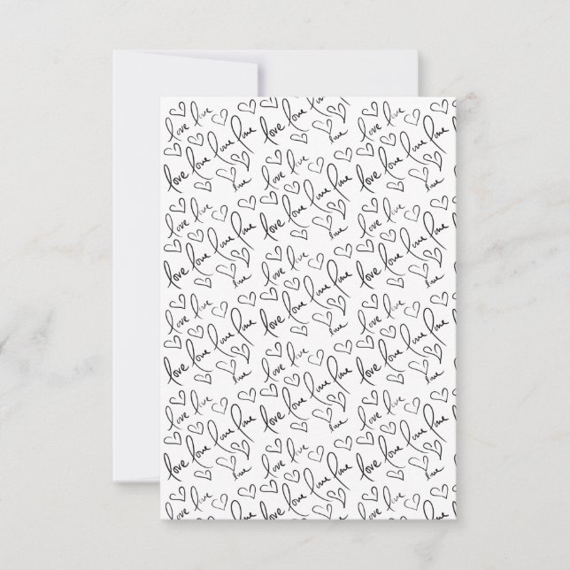 Valentines Day Cute Hand Drawn Hearts Black White Card (Front)