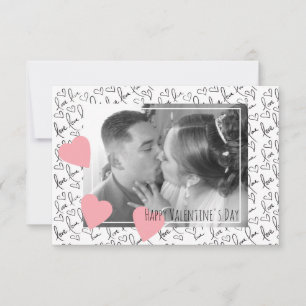 Valentines Day Cute Hand Drawn Hearts Photo Script Card