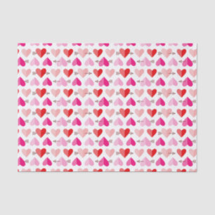 Valentine's Day Cute Hearts & Arrows Pink & Red Tissue Paper
