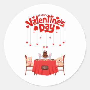 Valentine's Day Cute Hearts Chocolates Teddy Bears Classic Round Sticker