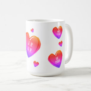 Valentine's Day Cute Hearts Custom Couple's Coffee Mug