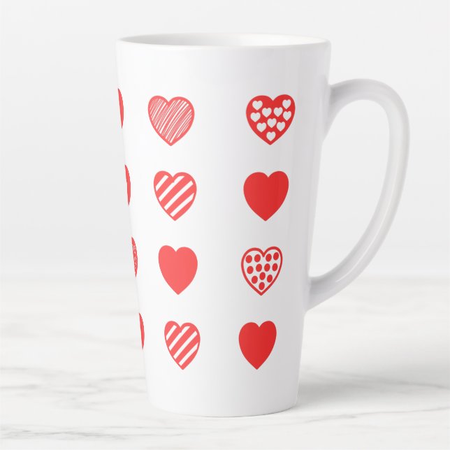 Valentines day Cute Hearts pattern Latte Mug (Right)