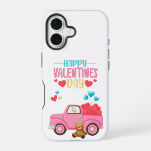 Valentine's Day Cute Hearts Pink Truck Teddy Bear  iPhone 16 Case