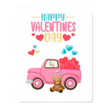 Valentine's Day Cute Hearts Pink Truck Teddy Bear