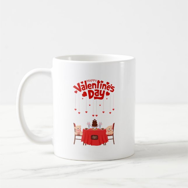 Valentine's Day Cute Hearts Sweets Teddy Bears  Coffee Mug (Left)