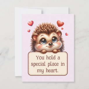 Valentines Day Cute Hedgehog Love Message Holiday Card