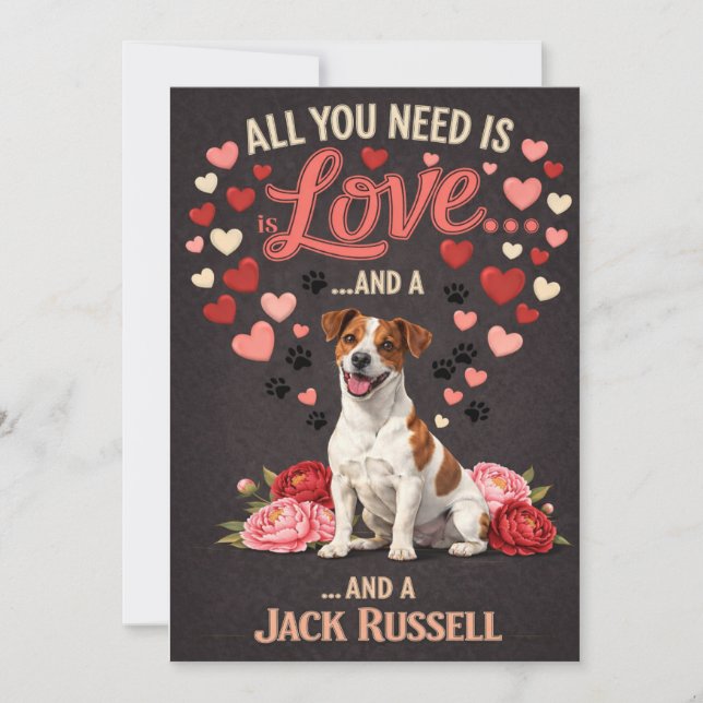 Valentine's Day cute jack russell  dog Photo   Holiday Card (Front)