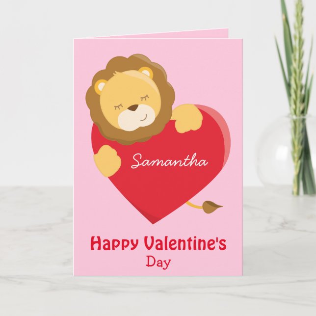 Valentine's Day Cute Lion for your daughter  Card (Front)