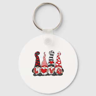 Valentines Day Cute Love Heart Gnome Funny Gnome L Key Ring