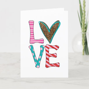 Valentines Day Cute Love Leopard Print Colourful Holiday Card