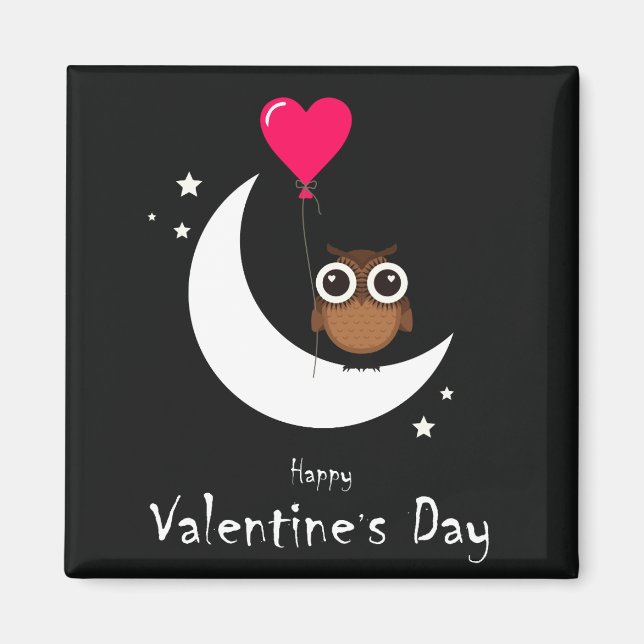 Valentine's Day Cute Owl Magnet (Front)