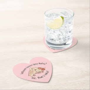 Valentines Day Cute Owls Who Loves You Baby? Paper Coaster