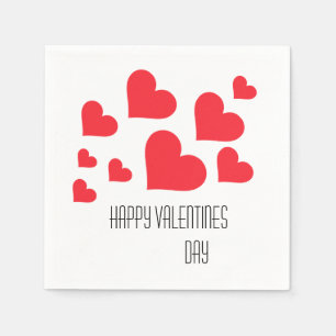Valentine's Day Cute Red Hearts And Love Paper  Napkin