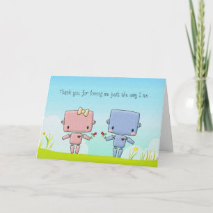 Valentine's Day Cute Robot Couple Holiday Card