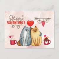 Valentine's Day Cute Romantic Cat Couple 