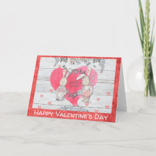 Valentines Day Cute Rustic Bunny Rabbit Card