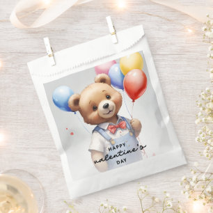 Valentine's Day Cute Watercolor Bear With Balloon Favour Bags