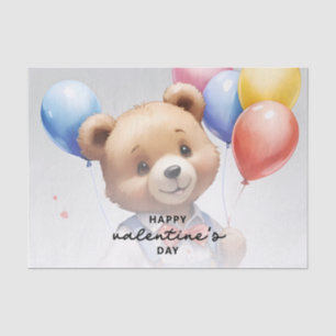 Valentine's Day Cute Watercolor Bear With Balloon Tissue Paper