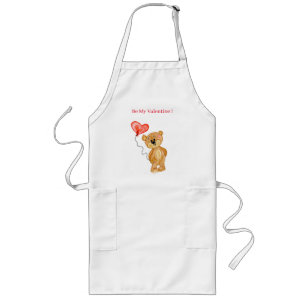 Valentine's Day Cute Watercolor Teddy Apron