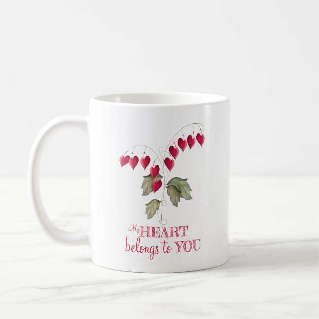Valentine's Day Cute Whimsical Bleeding Hearts  Coffee Mug (Left)