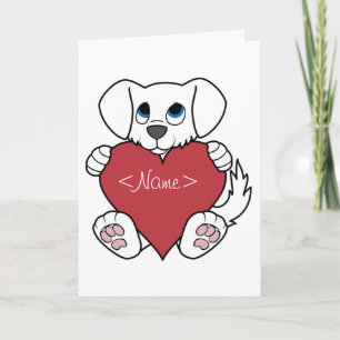 Valentine's Day Cute White Dog with Red Heart Holiday Card