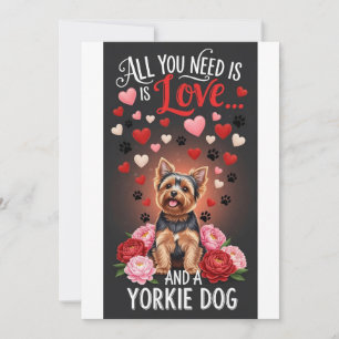 Valentine's Day Cute yorkie dog Photo cuddle Holiday Card