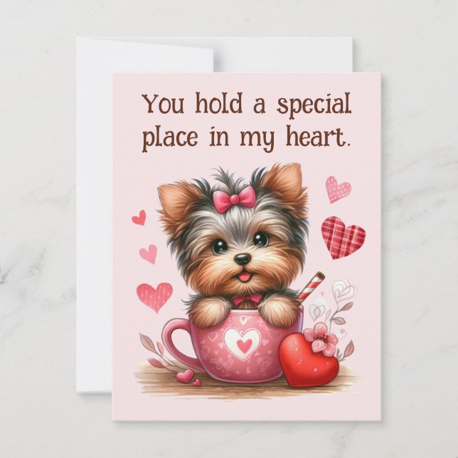 Valentines Day Cute Yorkshire Terrier Dog Holiday Card (Front)