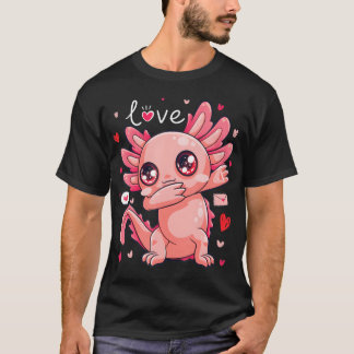 Valentines Day Dabbing Axolotl Hearts Love T-Shirt