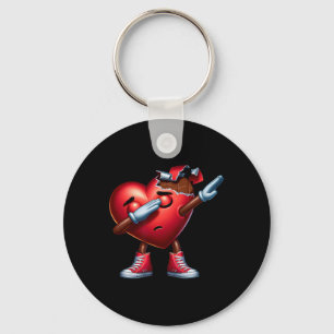 Valentine's Day Dabbing Chocolate Heart Design Key Ring