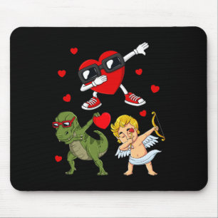 Valentines Day Dabbing Heart And Cupid Fun T Rex B Mouse Mat