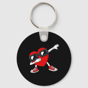 Valentines Day Dabbing Heart Fun Boys Girls Kids D Key Ring