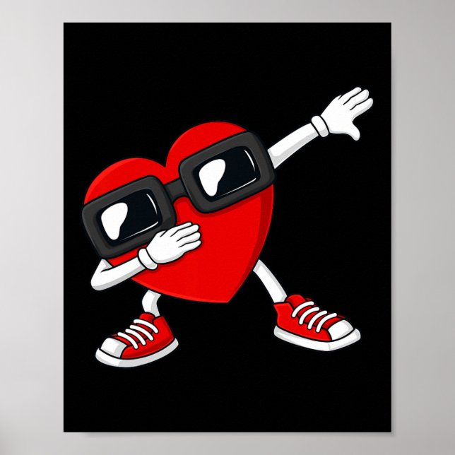 Valentines Day Dabbing Heart Fun Boys Girls Kids D Poster (Front)