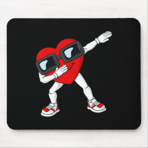 Valentines Day Dabbing Heart Fun Boys Toddler Kids Mouse Mat