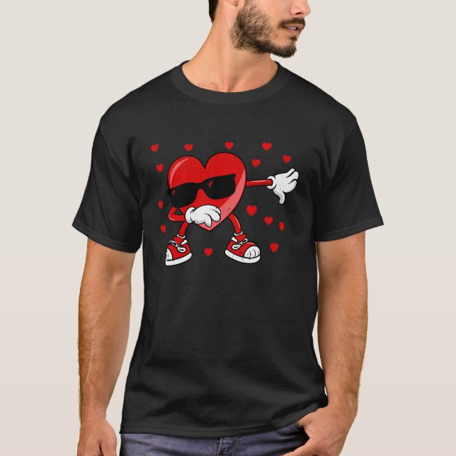 Valentines Day Dabbing Heart Funny Dab Dance Love  T-Shirt (Front)