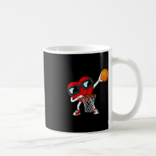 Valentines Day Dabbing Heart Holding A Basketball Coffee Mug